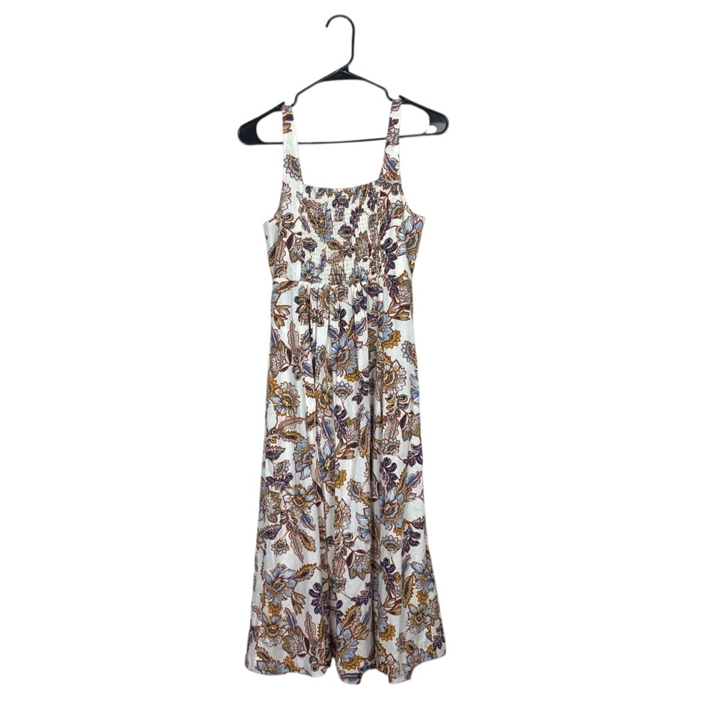 Old navy fit and flare floral linen blend cami midi dress size small cottagecore